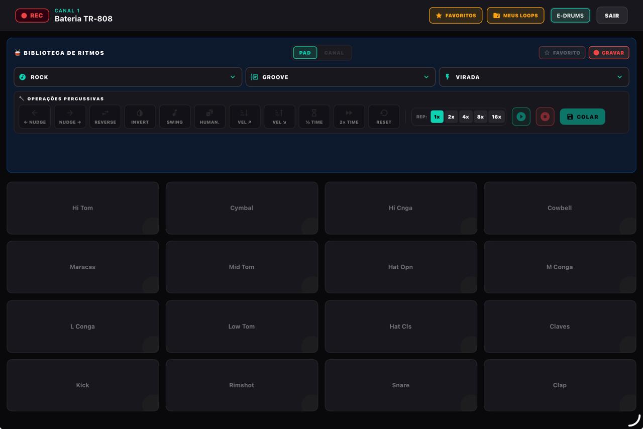 Groovebox com seletor de kit de bateria